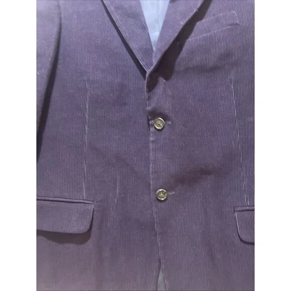 Lands End Royal Purple‎ 100% WOOL Corduroy Blazer Sport Coat Jacket Mens 41R